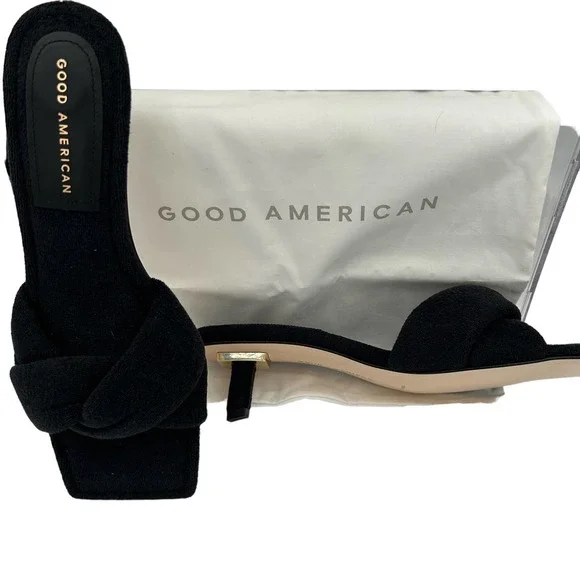 Good American Terry Kickstand Slides in a Size 9 Black New In Box - Picture 5 of 11